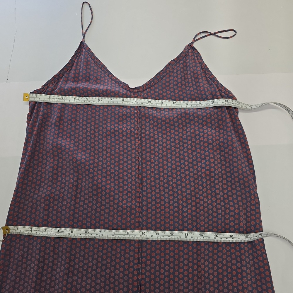 Apiece Apart New York 100% Silk Geometric Print Slip Dress Navy Red Size 6 - Picture 6 of 8